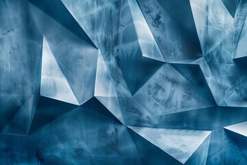 Blue Metallic Futuristic Wall: Material and Graphic Design Innovation
