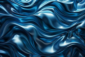 Obraz premium Blue Metallic Waves: Futuristic Graphic Design Backdrop