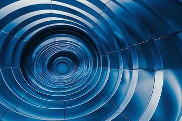 Obraz premium Blue Metallic Architectural Geometries: Steel Structures with Circular Patterns