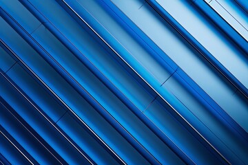 Obraz premium Blue Metal Diagonal Slat Wave Abstract Texture - Chrome Iron Industrial Flair