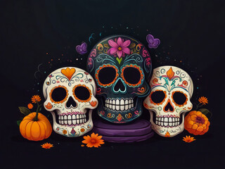 Funky pattern Day of the Dead, Dia de los muertos