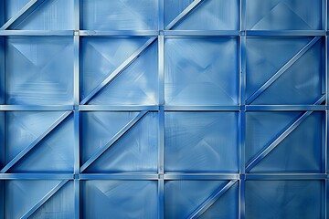 Blue Steel Geometric Grid Designs: Abstract Blue Grid Metal Surface with Silver Textures