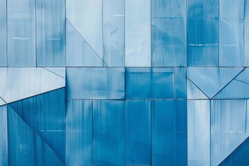 Geometric Blue Steel Texture: Abstract Patterns in Modern Urban Landscape