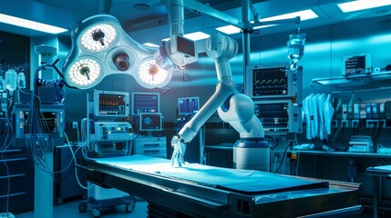 An AI robot assisting in surgery in a state-of-the-art operating room