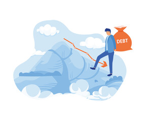 Crisis of high burden of consumer debt, Client bears a bag of debt Debtor has difficult problem of bad debt and plan to pay back to lender or creditor. 