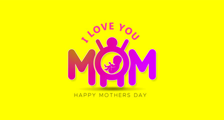 EPS vector illustration of pregnant mother logo. Happy Mother's day banner poster greeting card.