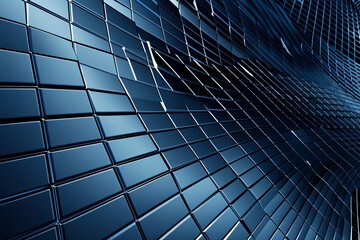 Obraz premium Monochromatic Blue Grid Pattern: Contemporary Steel Design with Repetitive Modern Patterns