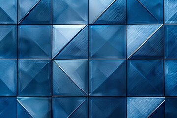 Contemporary Blue Steel Geometric Wallpaper : Modern Metal Panel Texture Design
