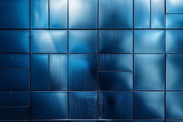 Contemporary Blue Steel Panel Patterns: Reflective Industrial Metallic Background