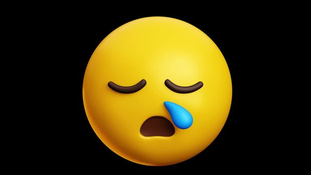 Sleepy face emoji, 3d emoticon animation, Alpha channel, Transparent video