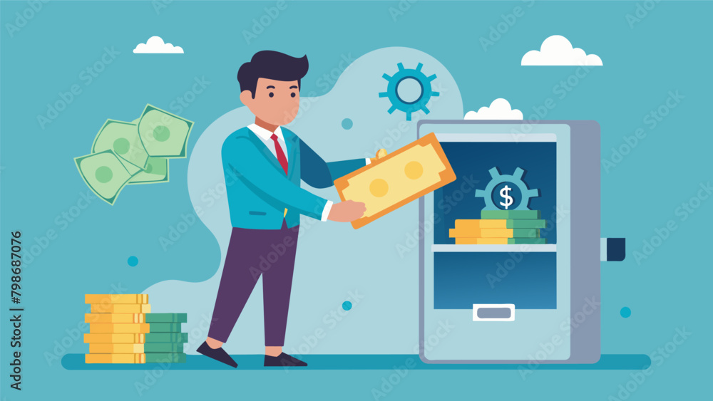Aufkleber a bank teller is counting out paper bills in a secure vault showcasing the evolution from physical c