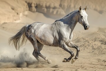 Grey Horse: A Wild Dance of Freedom, Strength, and Spirit in the Desert Wilderness