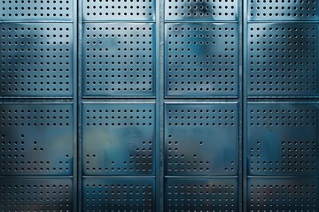Obraz premium Innovative Blue Metal Monochromatic Grid Pattern with Chrome and Steel Abstract Motifs