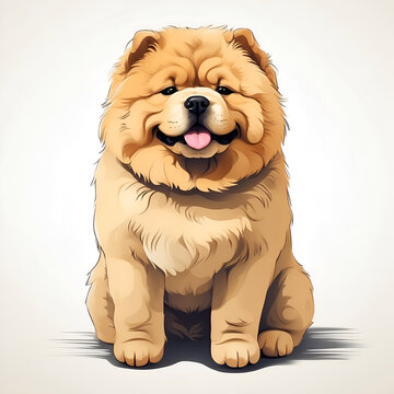 recommend clip art: Chow Chow dog in cartoon style. Cute Chow Chow isolated on white background. Watercolor drawing, hand-drawn Chow Chow in watercolor. For children's books, for cards, Children's illustration.