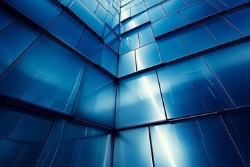 Fototapeta premium Blue Metallic Panel Architecture: Dynamic Textures and Solid Panel Designs for Modern Excellence