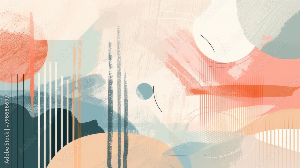 Aufkleber minimalistic abstract picture of geometry pattern with pastel color. geometric pattern design with v