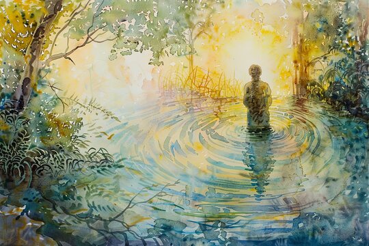 Reflective Watercolor Biblical Narratives: Adding Spiritual Depth Through Visionary Water Reflection Techniques