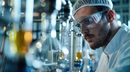 Dynamic partnership: Engineer and partner explore new avenues in polymer production. 