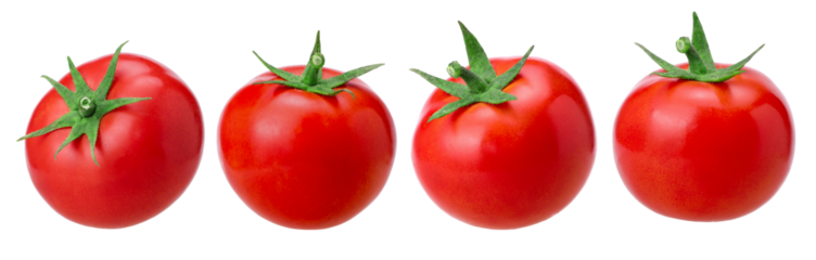 fresh red tomatoes isolated, macro tomato studio photo, transparent PNG, PNG format, juicy, cut out
