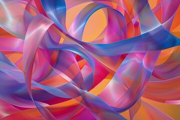 Mesmerizing Iridescent Ribbon Flows: Multicoloured Graphic Design Wallpaper