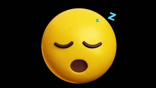 Sleeping face emoji, 3d emoticon animation, Alpha channel, Transparent video