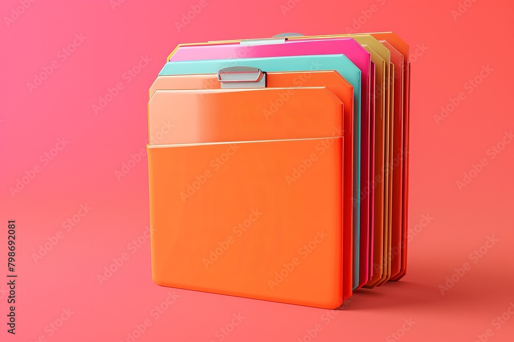 Poster a stack of colorful binders with a colorful background