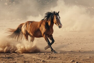 The Untamed Spirit: Wild Horse Strength and Freedom in the Desert Dust
