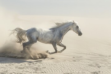 The Grey Stallion's Wild Run: Nature's Unbridled Power