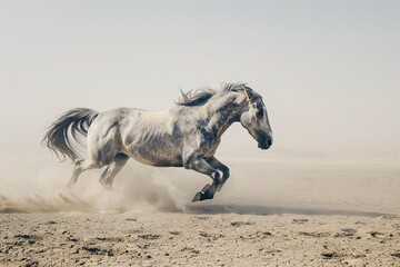 Grey Horse's Leap: Majestic Display of Sand & Dust