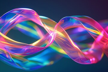 Twisted Holographic Ribbon: Vibrant Creative Fluid Waves