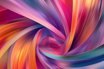 Dynamic Gradient Ribbon: Twisted Multicolored Curves in Mesmerizing 3D Wallpaper