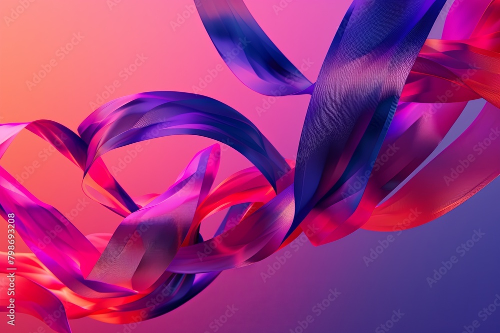 Poster dynamic fluid ribbon motion: twisted background with vibrant 3d gradients