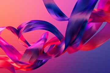 Obraz premium Dynamic Fluid Ribbon Motion: Twisted Background with Vibrant 3D Gradients