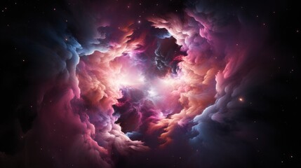 Stunning cosmic clouds in vibrant hues forming a miniature planet in outer space