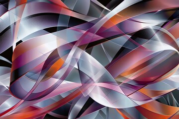 Twisted Ribbons: Modern Abstract Art with Geometric Lines and Curves