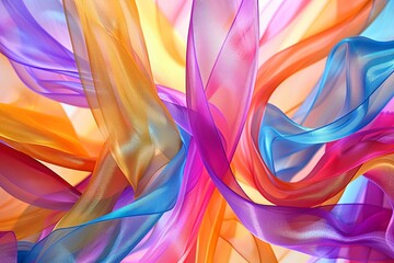 Iridescent Ribbon Flow: Fashionable Twisted Ribbon Background in Bright Colors