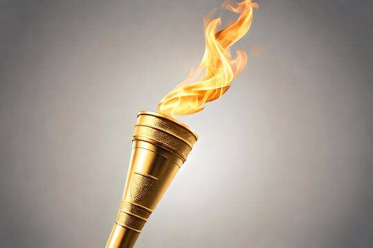 Olimpiadi, fiaccola olimpica accesa, simbolo delle Olimpiadi.
