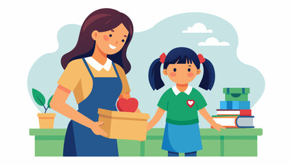 A mother and daughter volunteering at a fundraiser for their local community college supporting the education of future students.