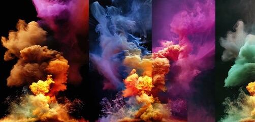 Multicolored abstract wallpaper. Smoke and waves. Generative AI