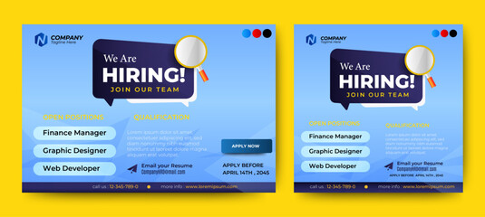 We Are Hiring Job Vacancy Social Media Post Banner Template Design And Recruitment. vector
