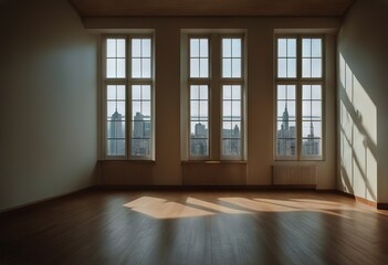 Fototapeta premium windows natural light minimal room Empty