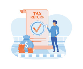 Tax inspector concept. Idea of accounting and payment. Tax returns. Financial bill, financial legislation compliance monitoring. flat vector modern illustration