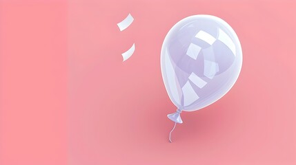 Playful 3D Rendered Balloon Icon Against Pastel Coral Background Evoking Lightheartedness - obrazy, fototapety, plakaty