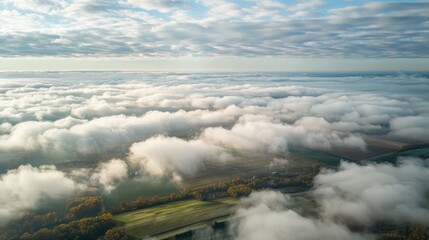 Aerial Cloudscape Views of Midwest States in Autumn