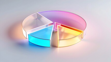 Sleek Illuminated 3D Pie Chart with Flowing Segment Connections