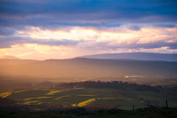 lake district sunrise looking towards kendal