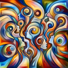 Fototapeta premium Vibrant Expressions Abstract Colorful People Art Discover the Spectrum of Human Form