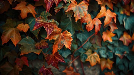 The ivy is drying up during fall