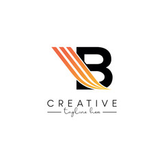 Creative Unique Letter B Swoosh Logo Design, Initial Vector Symbol.