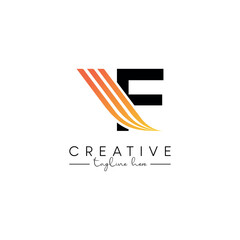 Creative Unique Letter F Swoosh Logo Design, Initial Vector Symbol.